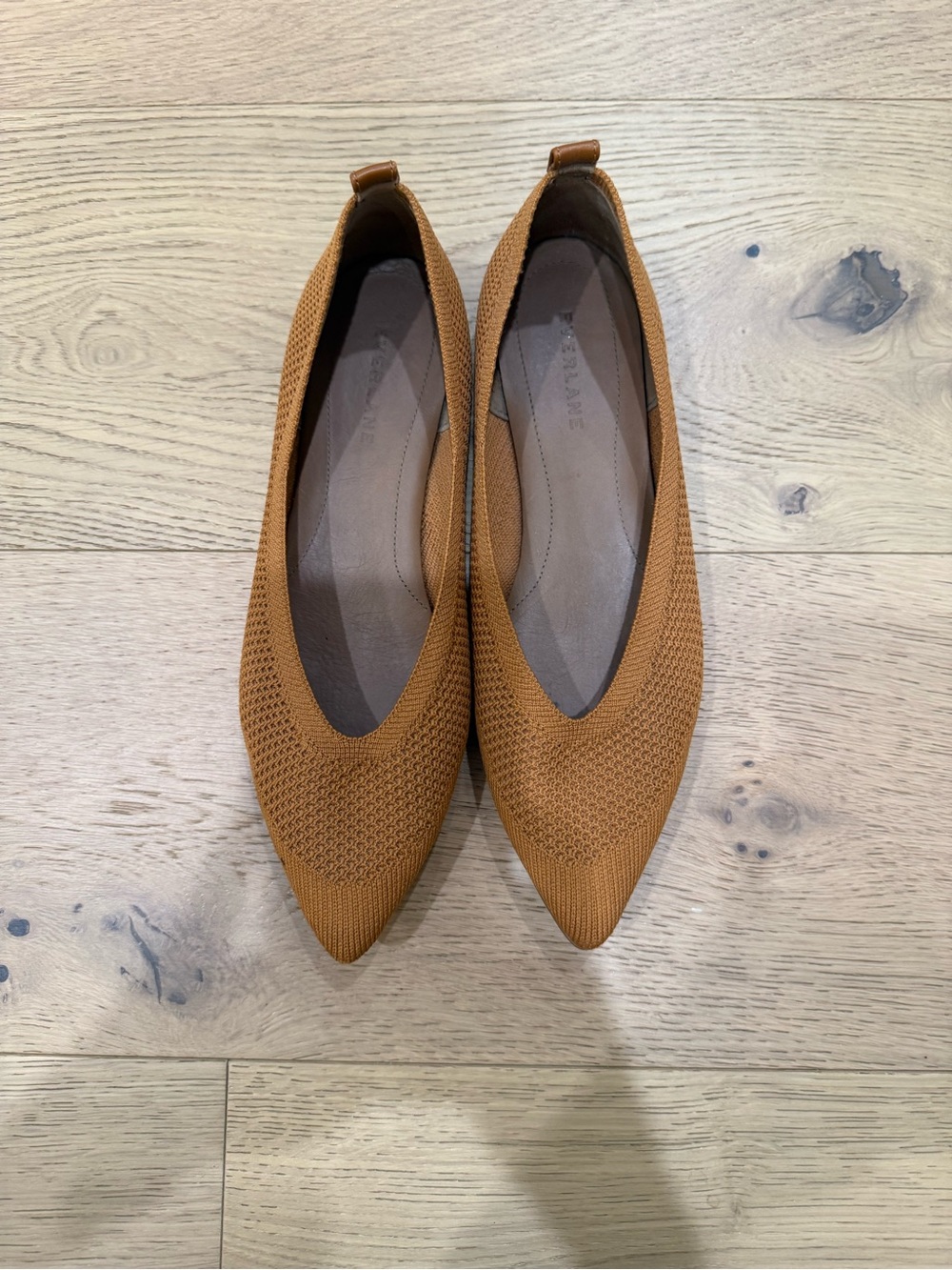 Everlane Women's Pointed Knit Ballet Flats - Camel Brown - Picture 3 of 4